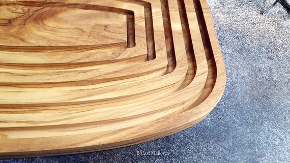 Planche à Pain En Bois D'olivier – Avec Bac à Miettes Intégré, Faite Main, Grain Naturel