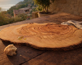 Rustic Olive Wood Cutting Board, Live Edge Cheese Board, Handmade Wooden Serving Board, Personalized Gift Option