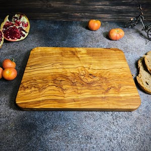 Rustic Olive Wood Cutting Board, Handcrafted from Solid Wood, Premium Kitchen Prep Board for Chopping & Serving, Unique Olivewood Gift