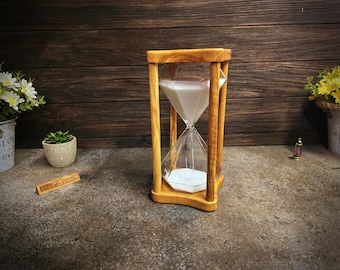 Handcrafted Olive Wood Hourglass: 50-Minute Sand Timer