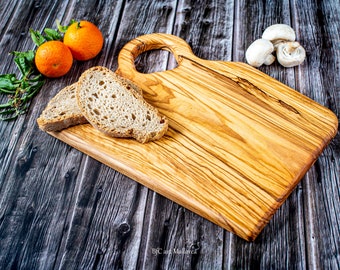 Handcrafted Olive Wood Cutting Board with Handle Customizable, Cheese Board with Handle for Bread and Cheese Display, Gift for Foodies