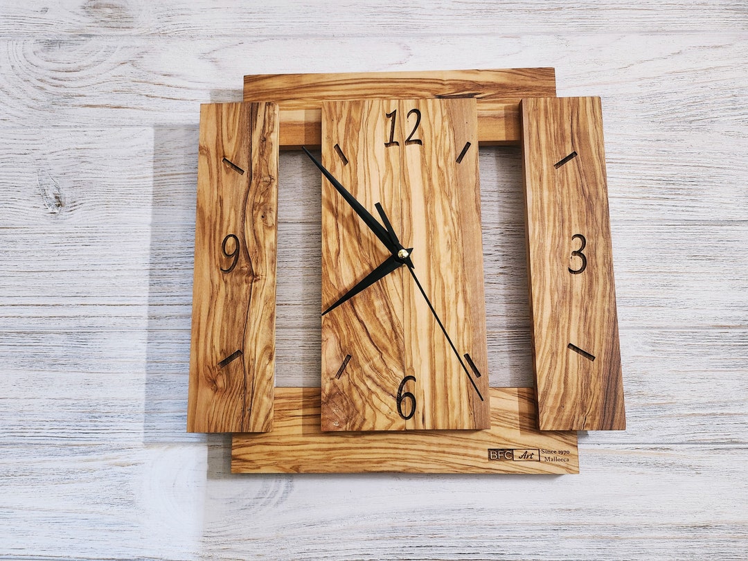 Orologio Da Parete In Legno Di Faggio Massello - Design Scandinavo, Movimento Radio, Diametro 30 Cm - 5