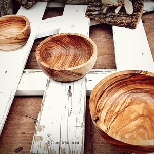 Set of wooden bowls olive wood of different sizes, Snack Olive Wood Bowl and Small Fruit, Medieval Bowl Wedding Table Decoration