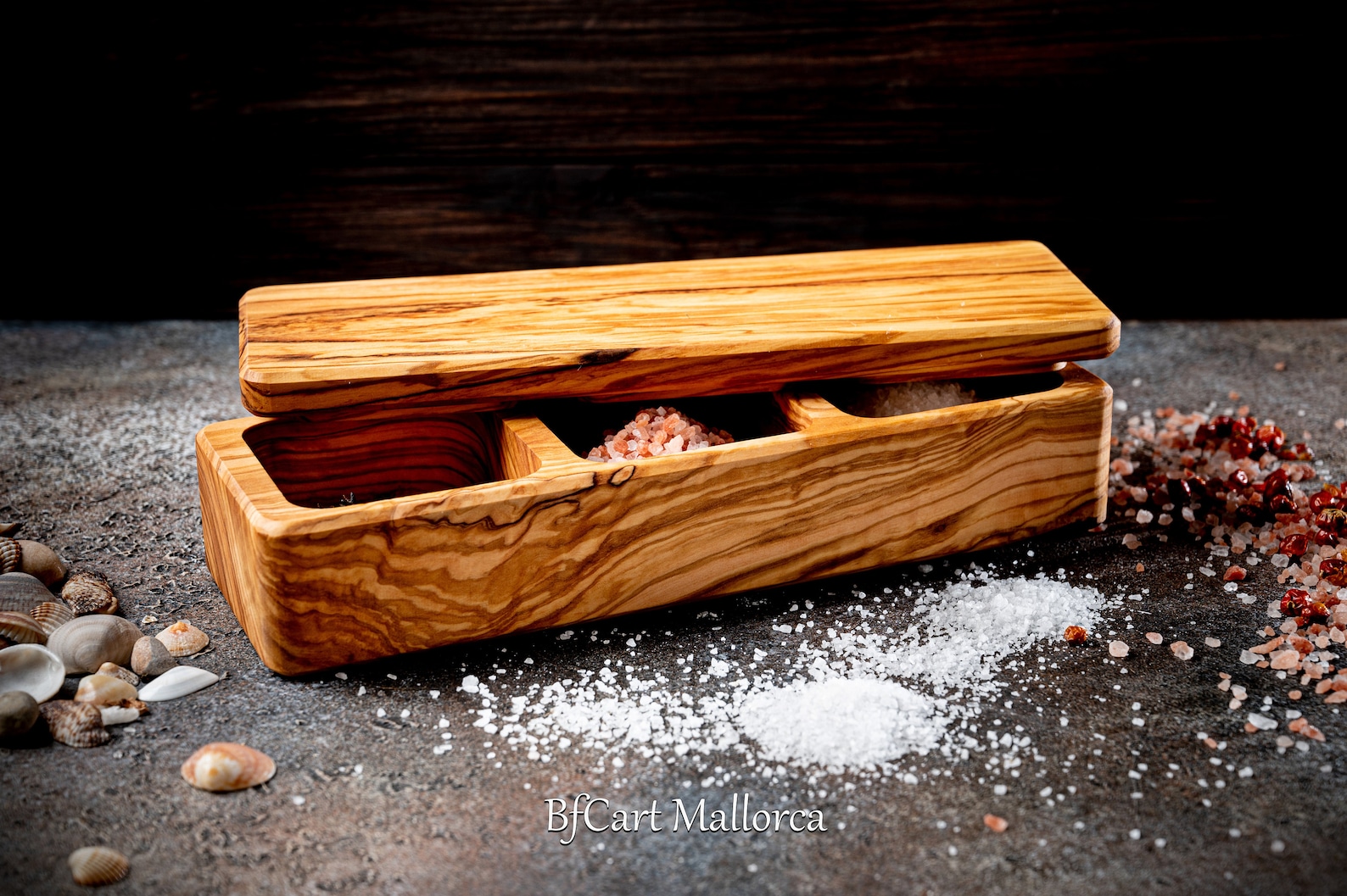 Olive Wood Salt Box With a Lid Kitchen Salt Box Large Salt Etsy