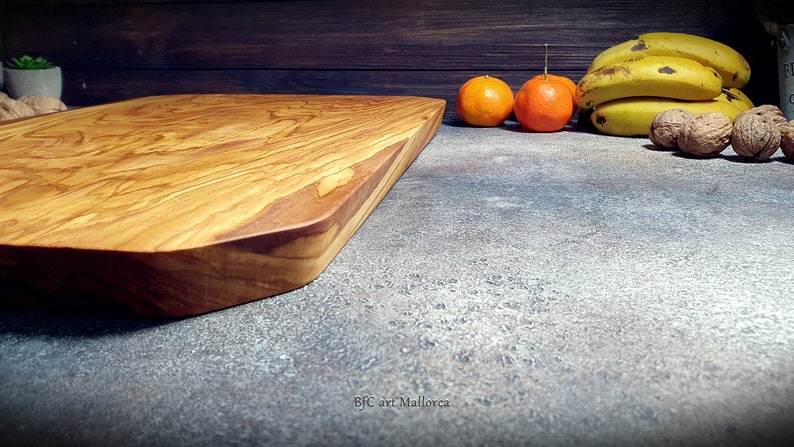 Large Charcuterie Board Handmade Olive Wood, Big Cutting Boards Wooden Large, Charcuterie Serving of Large Size and Unique Design image 6
