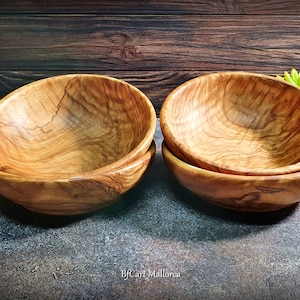 Kitchen bowls small serving Set of 4, Olive wood Bowls for Cereal Breakfast and Dessert made of olive wood,