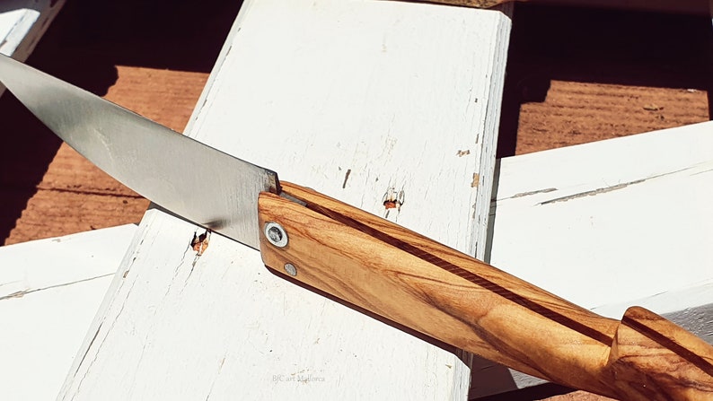 Folding Pocket Knife Olive Wood, Fishing Knife, Hiker Knife, Handmade Pocket Knife, Father's Day Gift, Field Knife, Pocket Fisherman's Knife image 7