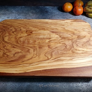 Large Charcuterie Board Handmade Olive Wood, Big Cutting Boards Wooden Large, Charcuterie Serving of Large Size and Unique Design image 9