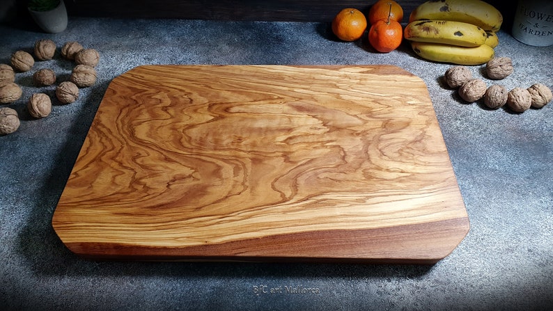 Large Charcuterie Board Handmade Olive Wood, Big Cutting Boards Wooden Large, Charcuterie Serving of Large Size and Unique Design image 9