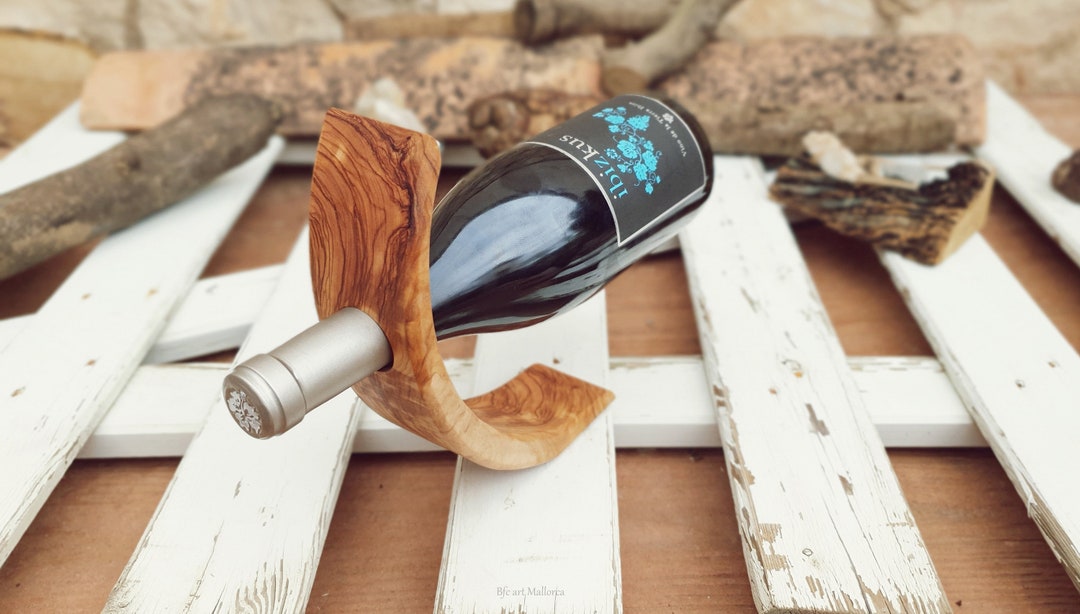 Wine Bottle Holder Olive Wood, Wine Stand Wood Vintage, Wine Holder