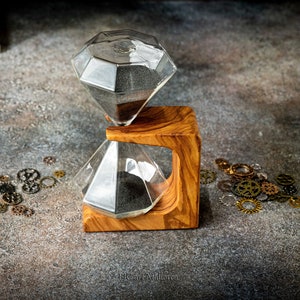 Timglas i olivträ: Diamantsandtimer, 15 min