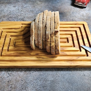 Bread cutting board olive wood, Bread board with crumb catcher Cutting Bread, Customizable Chopping Board Bread antique bread boards French