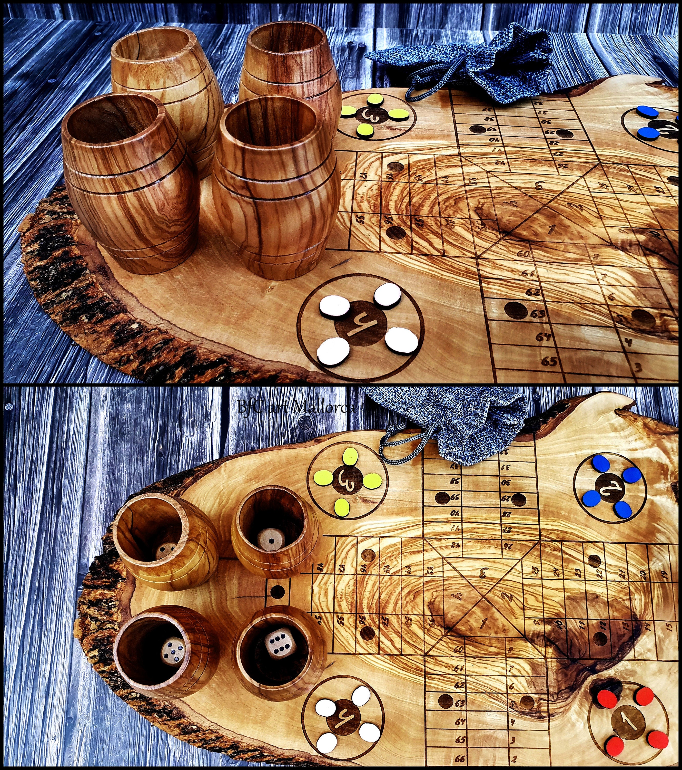 Ludo Game Rustic Olive Wood Board Olive Wood Parcheesi -  Portugal