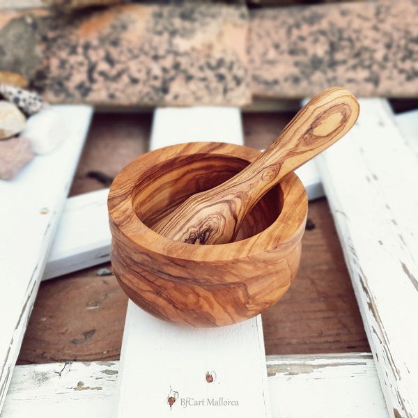 Olive Wood Mortar and Pestle, Handmade Herb Grinder