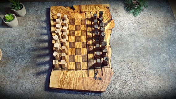 Ludo Game Rustic Olive Wood Board Olive Wood Parcheesi - Portugal