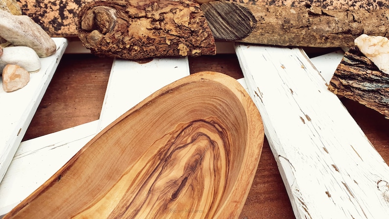 Wooden Bowls Olive Wood, Live Edge Long Bowls, Long Wooden Bowls, Wooden Plate, Fruit Plate Rustic Bowls, Boat Shaped Bowl, Bread Baskets image 5