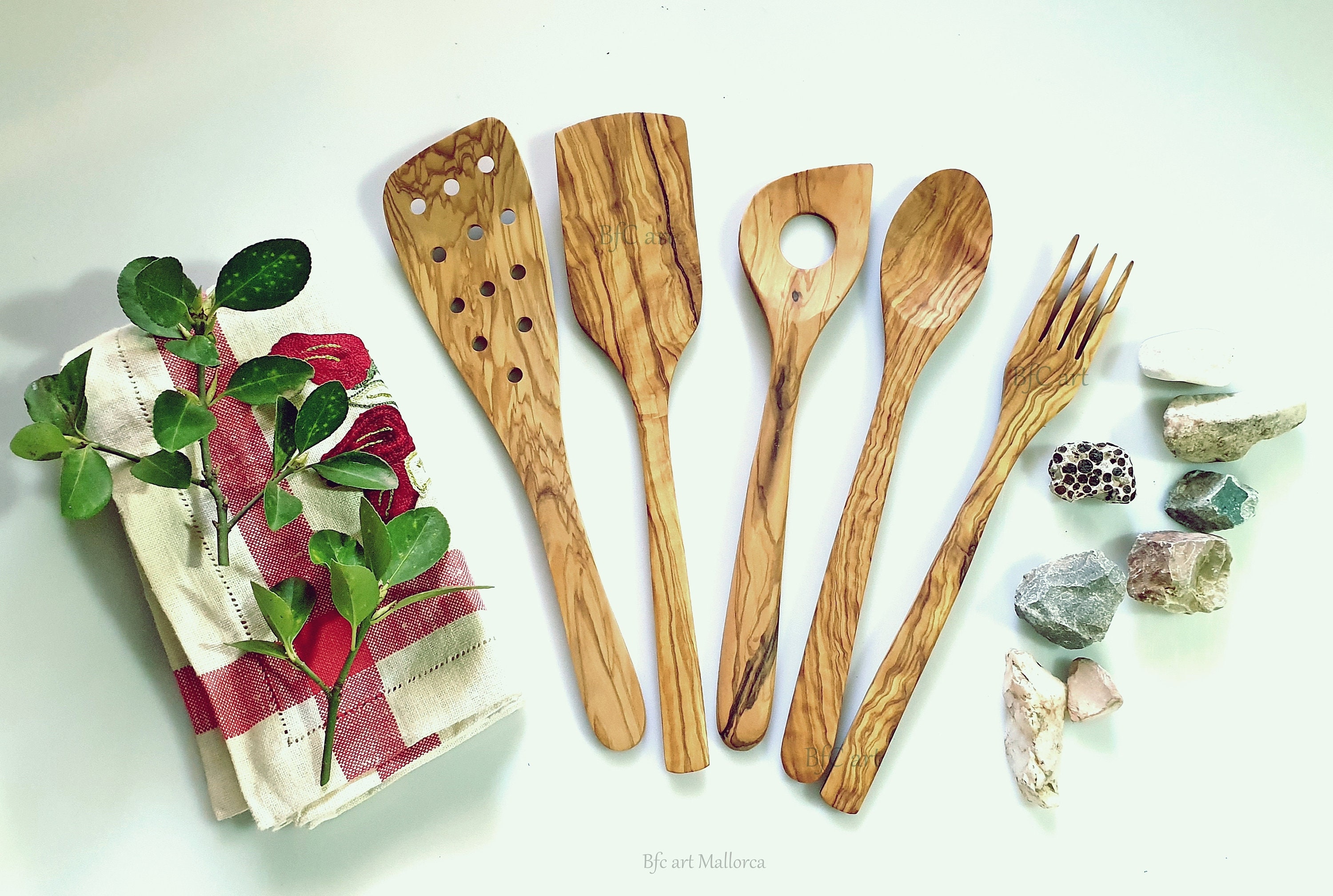 Set utensilios Cocina de Madera Olivo Ideas Regalo cocina | Etsy