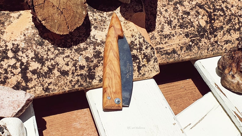 Folding Pocket Knife Olive Wood, Fishing Knife, Hiker Knife, Handmade Pocket Knife, Father's Day Gift, Field Knife, Pocket Fisherman's Knife image 9