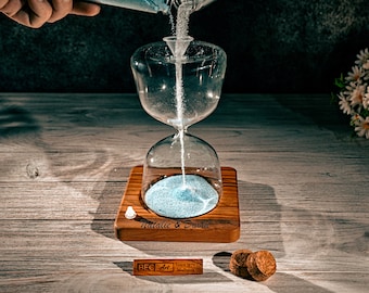 Handmade Olive Wood Wedding Unity Hourglass Set: Sand Ceremony Keepsake