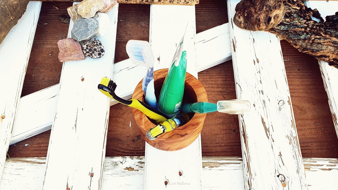 Toothbrush Pot Olive Wood Ecofriendly Toothbrush Pot Etsy