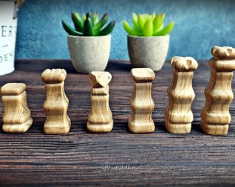 Handmade Olive Wood Chess Figures with our Unique Design, Set of Decorative and Modern Chess pieces