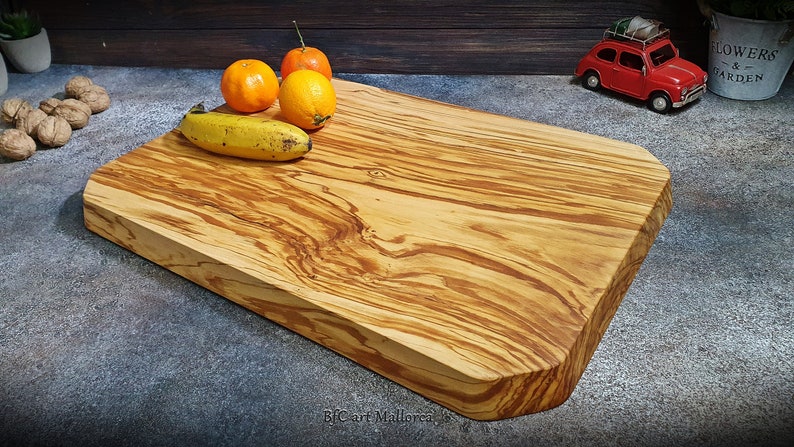 Large Charcuterie Board Handmade Olive Wood, Big Cutting Boards Wooden Large, Charcuterie Serving of Large Size and Unique Design image 2