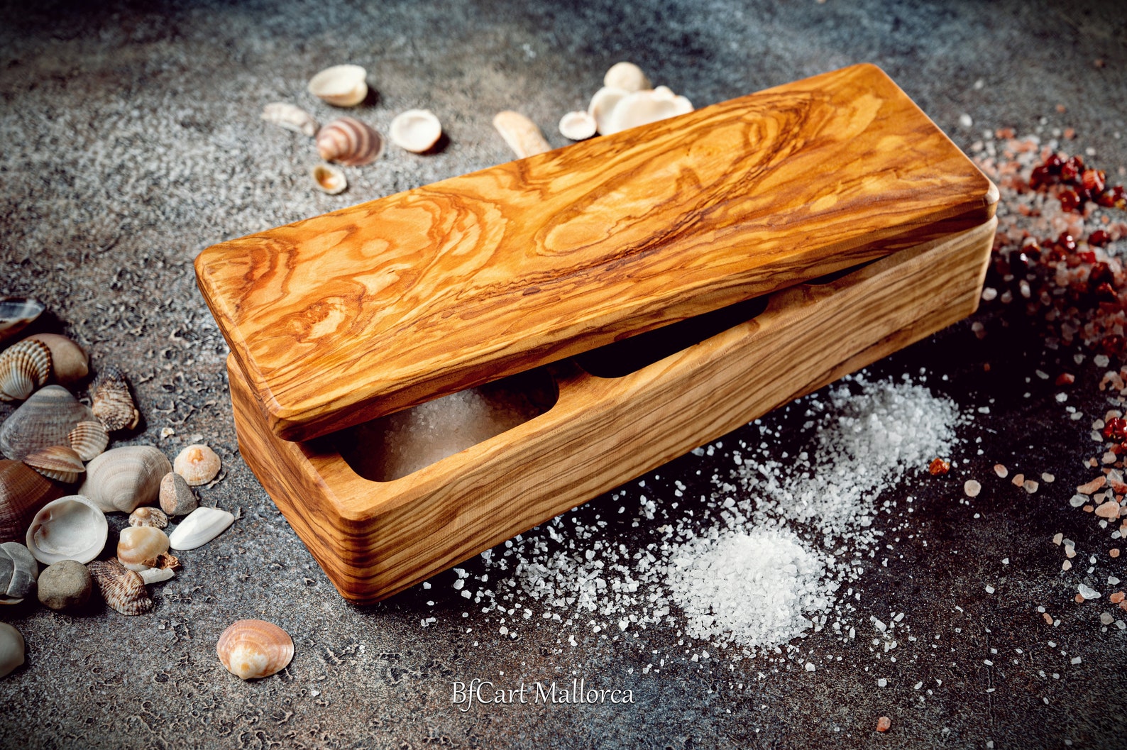 Olive Wood Salt Box With a Lid Kitchen Salt Box Large Salt Etsy