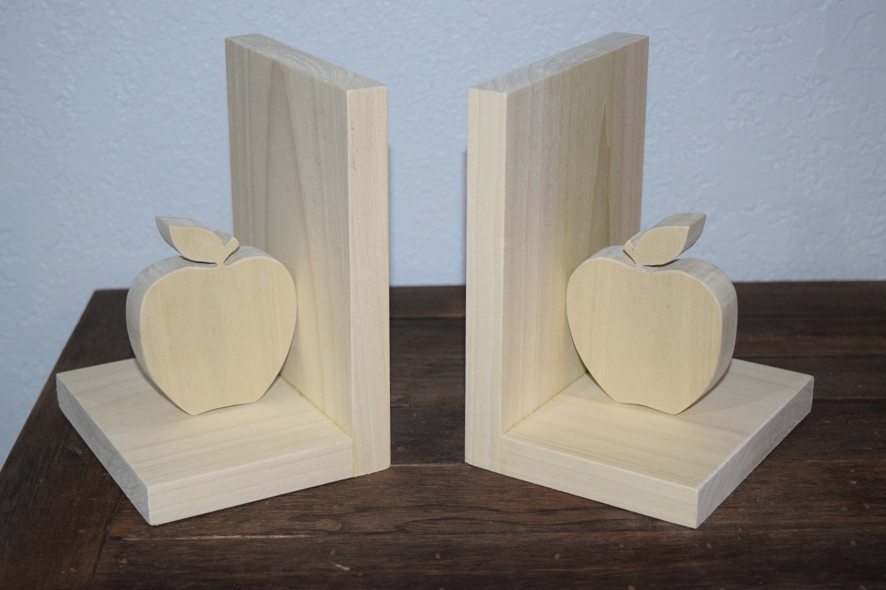 Apple Bookend Unfinished Poplar Wood Teacher Appreciation Etsy