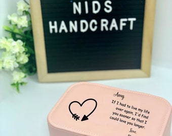 Caja de joyas personalizada / regalo de San Valentín con un mensaje personal / caja de recuerdos de bautismo / regalo de murciélago mitzvah / día de las madres