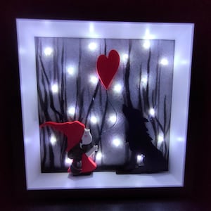 Enchanting Fairy-Tale LED Painting - Little Red Riding Hood and the Wolf