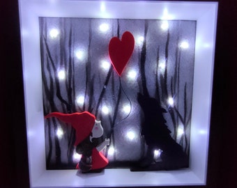 Enchanting Fairy-Tale LED Painting - Little Red Riding Hood and the Wolf