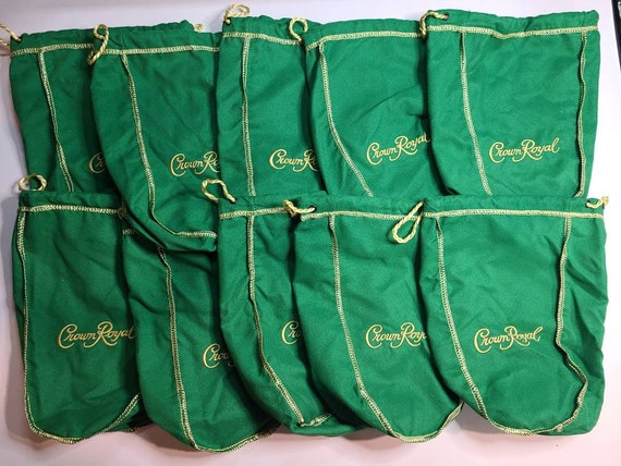 Lot of 10 Crown Royal Green Bags