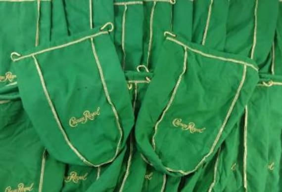 Lot of 20 Green Crown Royal Cloth Drawstring Bags for   Crafts Etc XL Extra Large 12"/13"