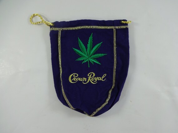 Custom Crown Royal Pint Size Bag(7") w/ Marijuana Leaf Weed Patch