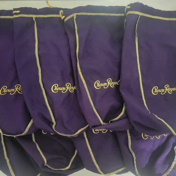 Lot of Purple Crown Royal Cloth 1.75L Drawstring Bags for   Crafts Etc XL Extra Large 12"/13" Choice of 2,6, or 10