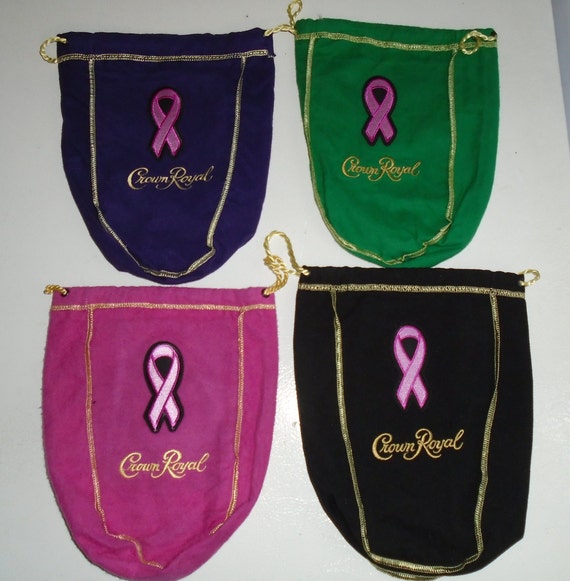 Custom Crown Royal Bag w/ Breast Cancer Awareness Ribbon Choice of Colors