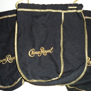 Lot of Crown Royal Black Cloth Drawstring Bags for Crafts Etc  Medium Size 9" Your Choice of Quantity 1, 3, 5, or 10