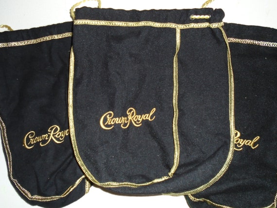 Crown Royal Black Bags 750ml-1L Medium Size 8-9"