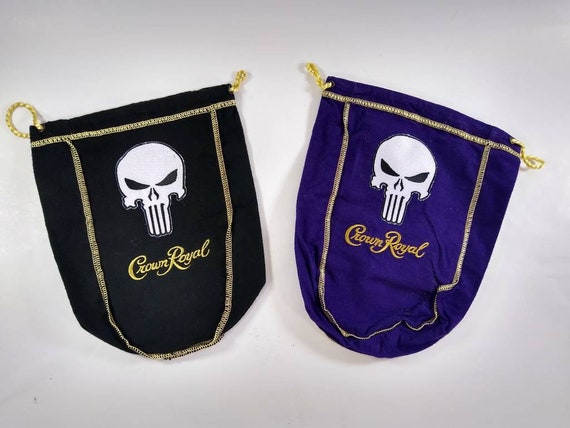 Custom Crown Royal Drawstring Bag w/ Skull Patch