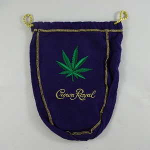 Custom Crown Royal 750ml Bag Medium Size 9" w/ Marijuana Leaf Weed Patch Cannabis Ganja Hemp 420 Choice of Color