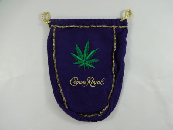 Custom Crown Royal 9" Bag w/ Marijuana Leaf Patch
