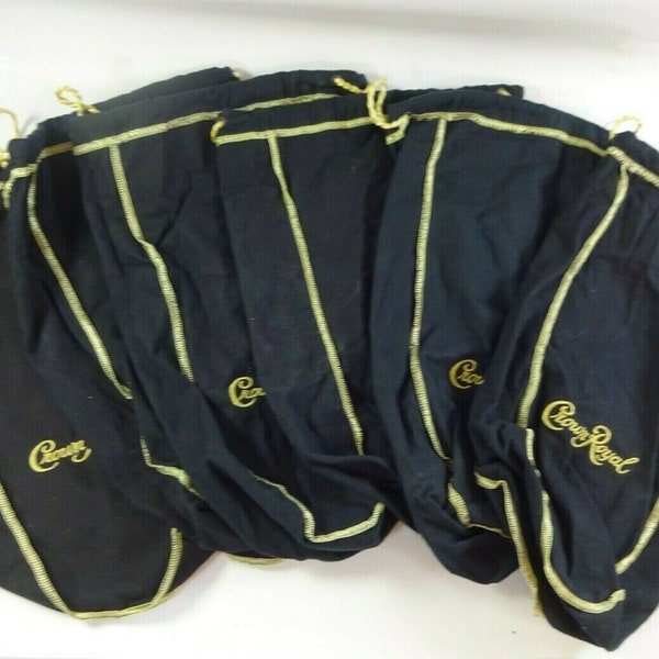 Lot of XL Black Crown Royal Cloth Drawstring Bags for   Crafts Etc 1.75 l Extra Large Size 12-13" Qty 1, 2, 4, or 6