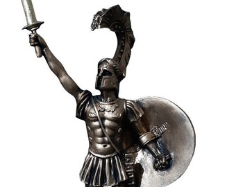 Achilles Statue Trojan Hero Ancient Greek Handmade Marble Silver Color Sculpture