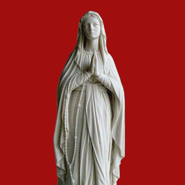 Sculpture Vierge Marie en albâtre Statue religieuse grecque faite main 42 cm