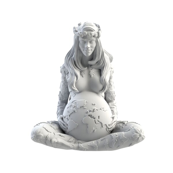 Gaia Statue Greek Goddess of The Earth Handmade Alabaster Sculpture