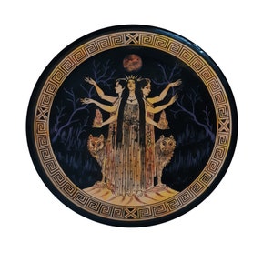 Hecate Goddess Greek Plate Red Figure Pottery 20cm