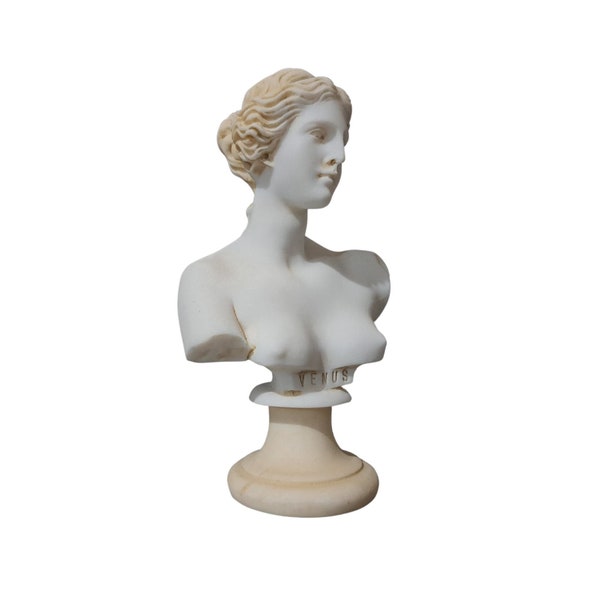 Aphrodite Venus Bust Statue Goddess Handmade Alabaster Sculpture 15cm