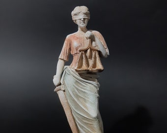 Themis Goddess Statue - Blind Lady - Goddess of Justice - Greek Handmade Sculpture 13cm