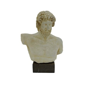 Dionysus Bacchus Bust Head Sculpture Ancient Greek Roman God Handmade Alabaster Statue 21cm