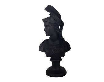 Athena Goddess Statue - Bust Head Greek Handmade Alabaster Black Statue 23cm